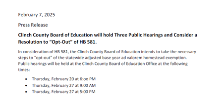  HB 581 Press Release